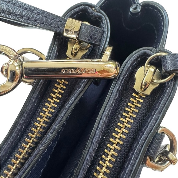 Coach Leather Christie Carryall Shoulder Bag Navy and Gold Hardware - Picture 10 of 16